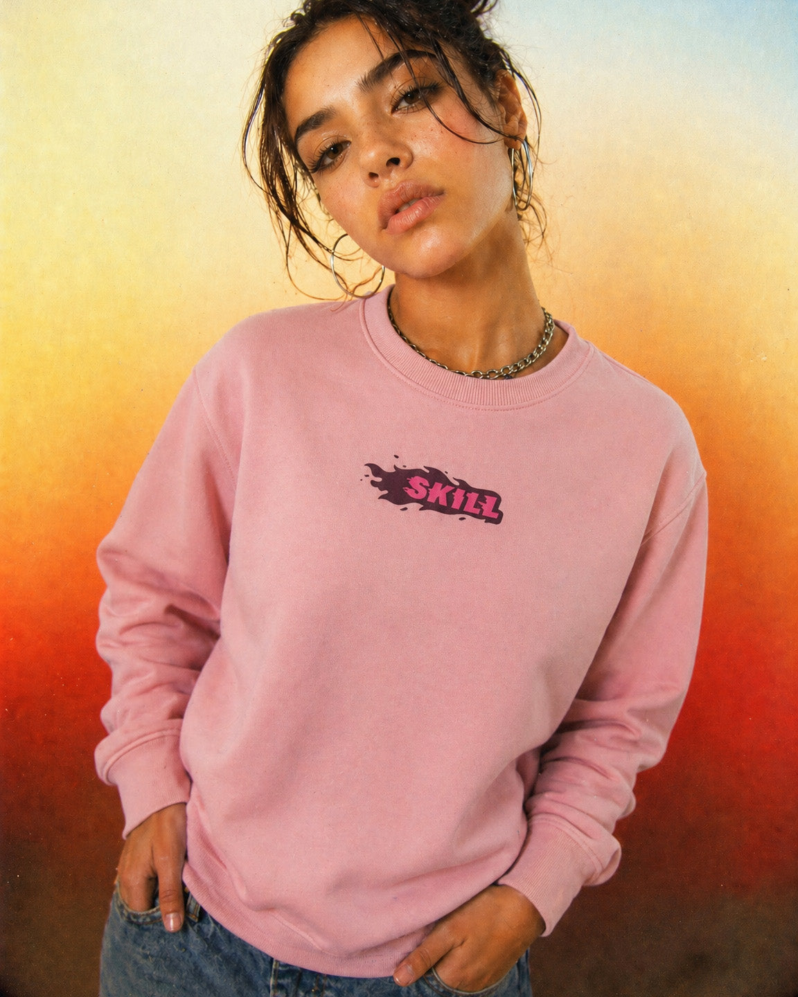 Burning SKILL Crew Neck | Coral Beam