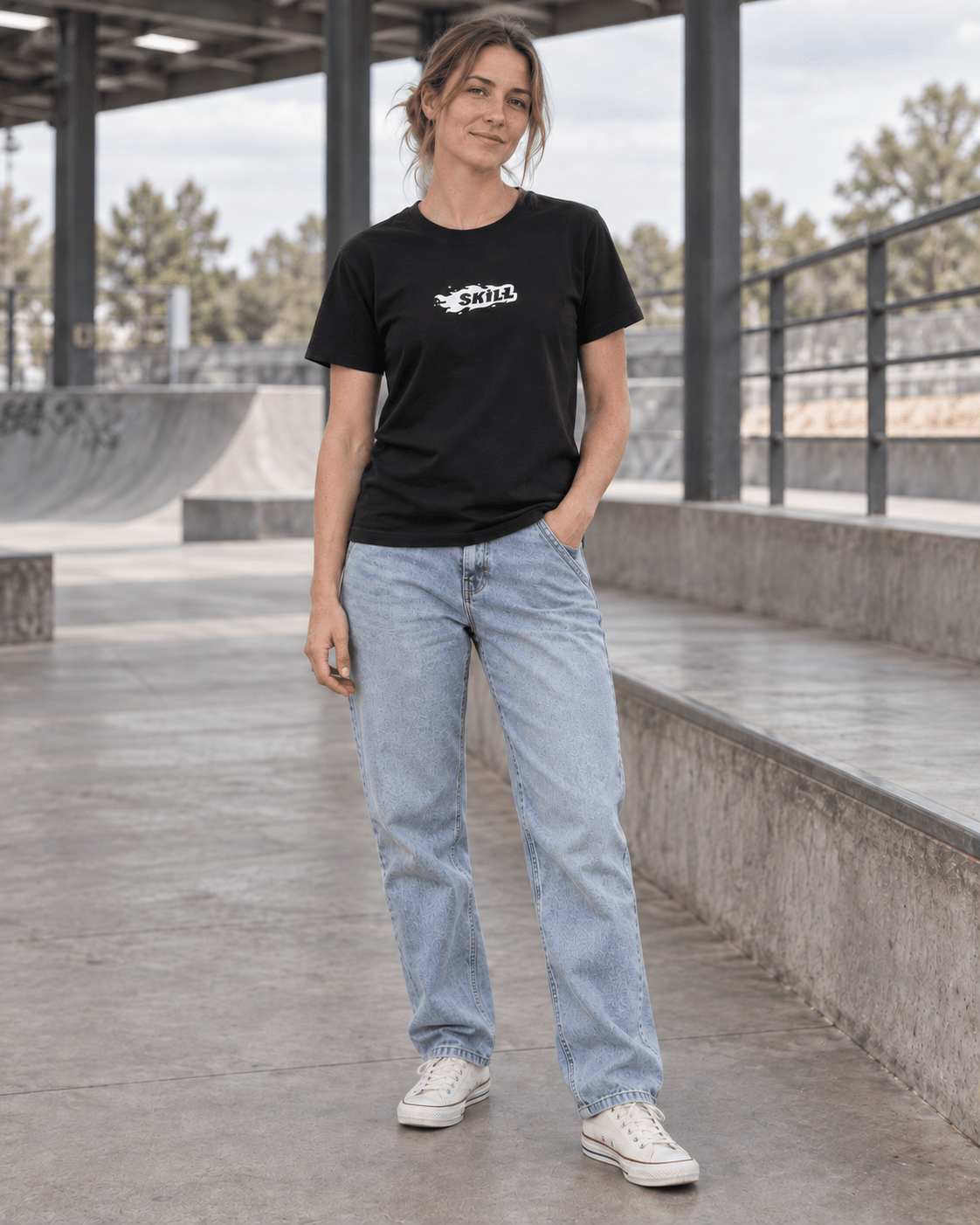 Burning SKILL™ T-Shirt | Black / Off-White - skill.shop