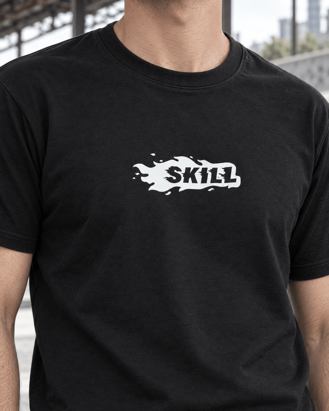 Burning SKILL™ T-Shirt | Black / Off-White - skill.shop