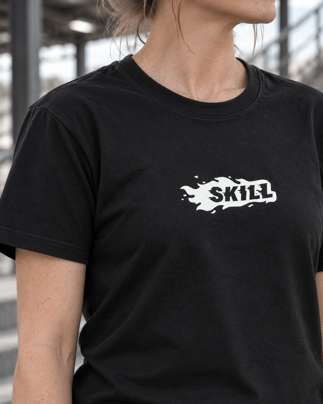Burning SKILL™ T-Shirt | Black / Off-White - skill.shop
