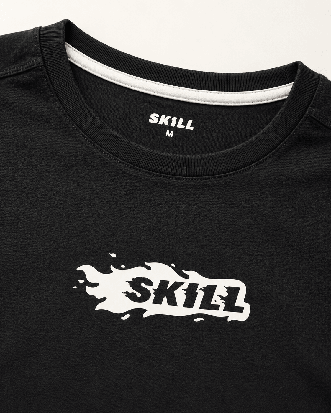 Burning SKILL™ T-Shirt | Black / Off-White - skill.shop