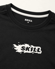 Burning SKILL™ T-Shirt | Black / Off-White - skill.shop