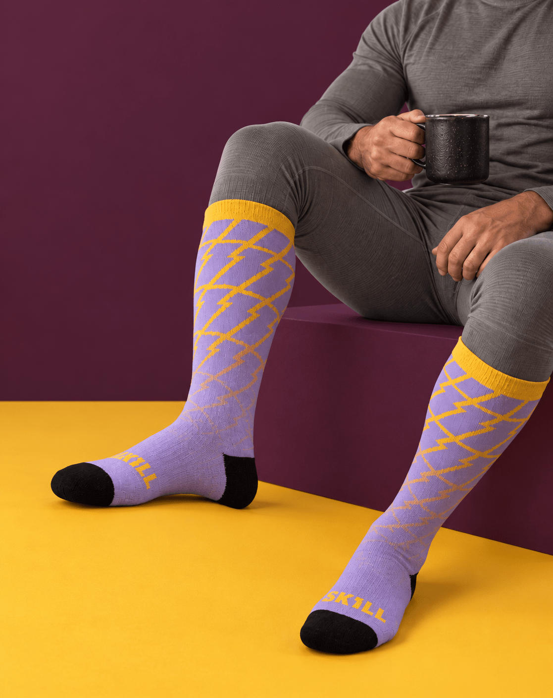 SKILL™ Lightning Ski Socks | Lila/Gelb - skill.shop