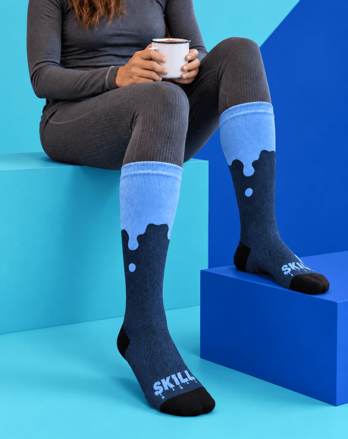 Dripping SKILL™ Ski Socks | Blau - skill.shop