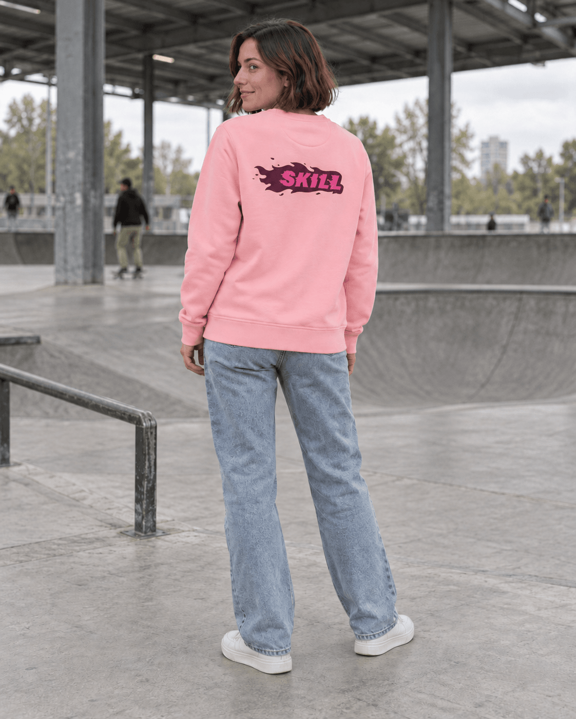 Burning SKILL Crew Neck | Coral Beam - skill.shop