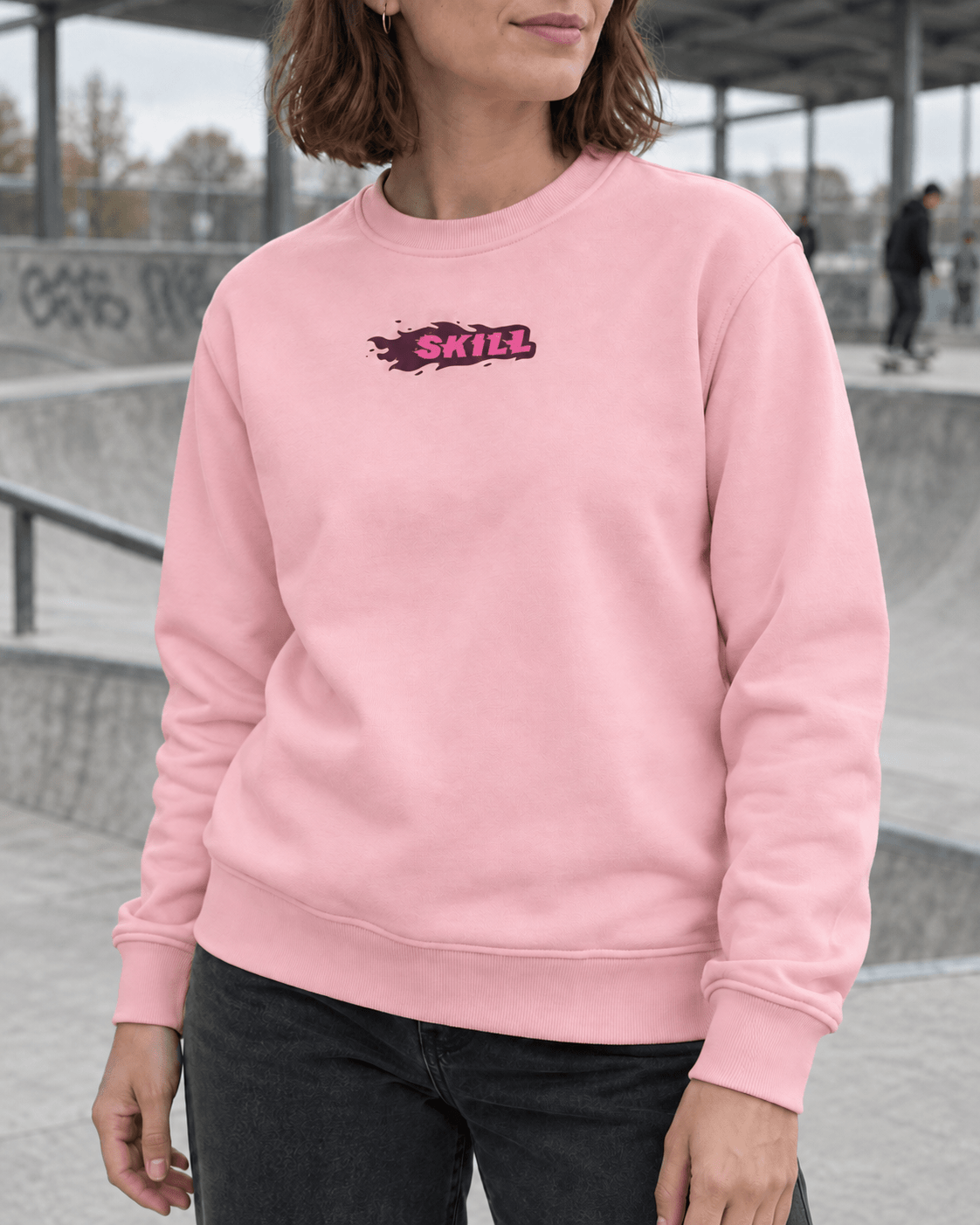 Burning SKILL Crew Neck | Coral Beam - skill.shop