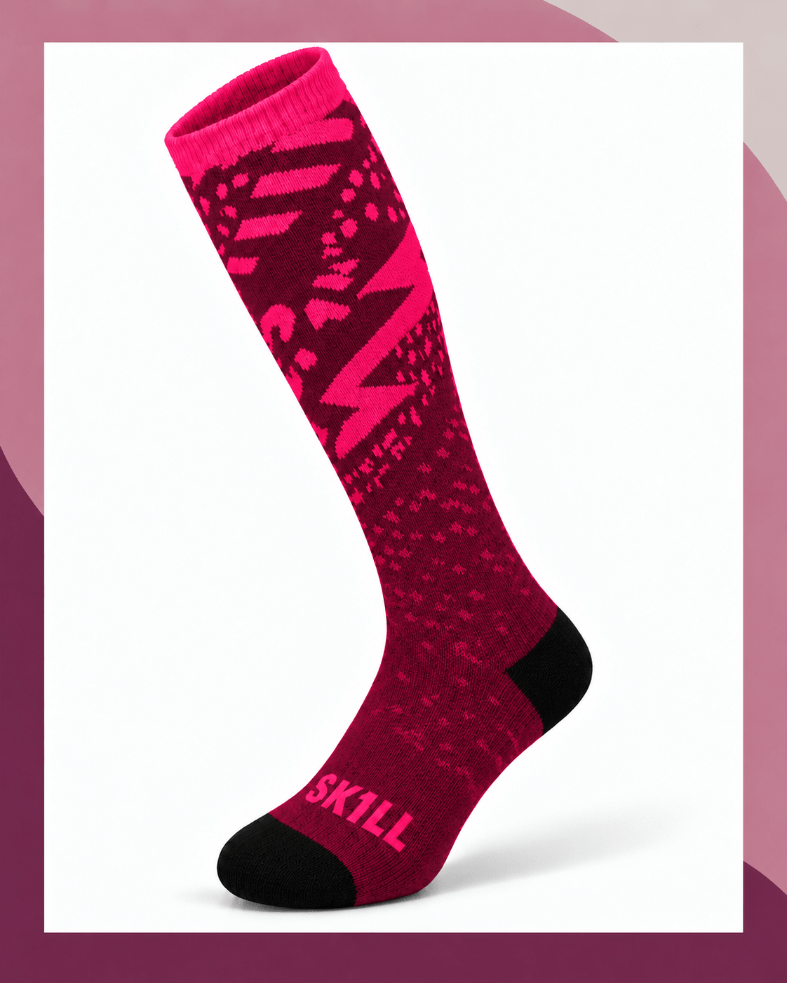 SKILL™ Leopard Ski Socks | Pink - skill.shop