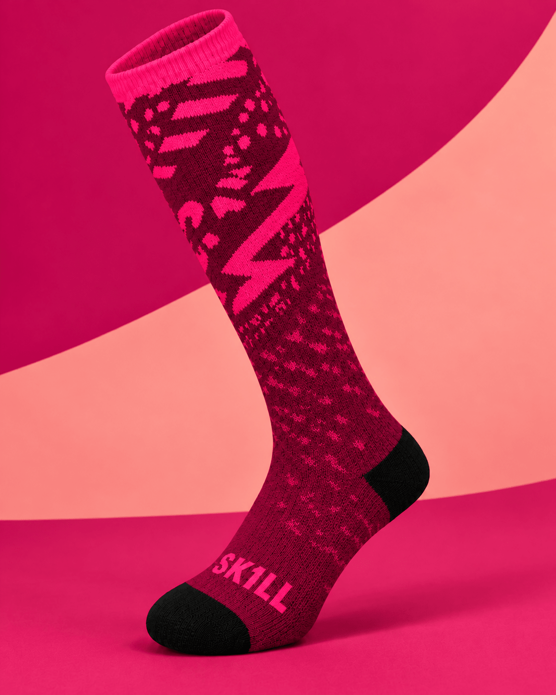 SKILL™ Leopard Ski Socks | Pink - skill.shop