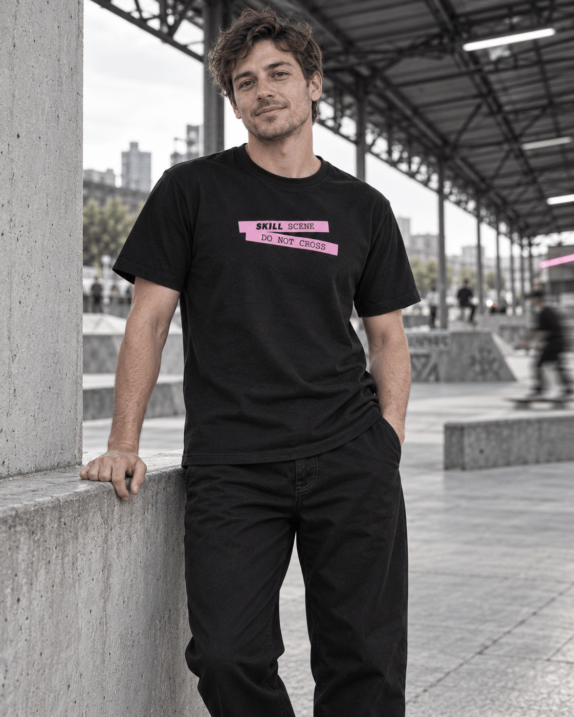 SKILL™ Scene Do Not Cross T-Shirt | Black Afterglow - skill.shop