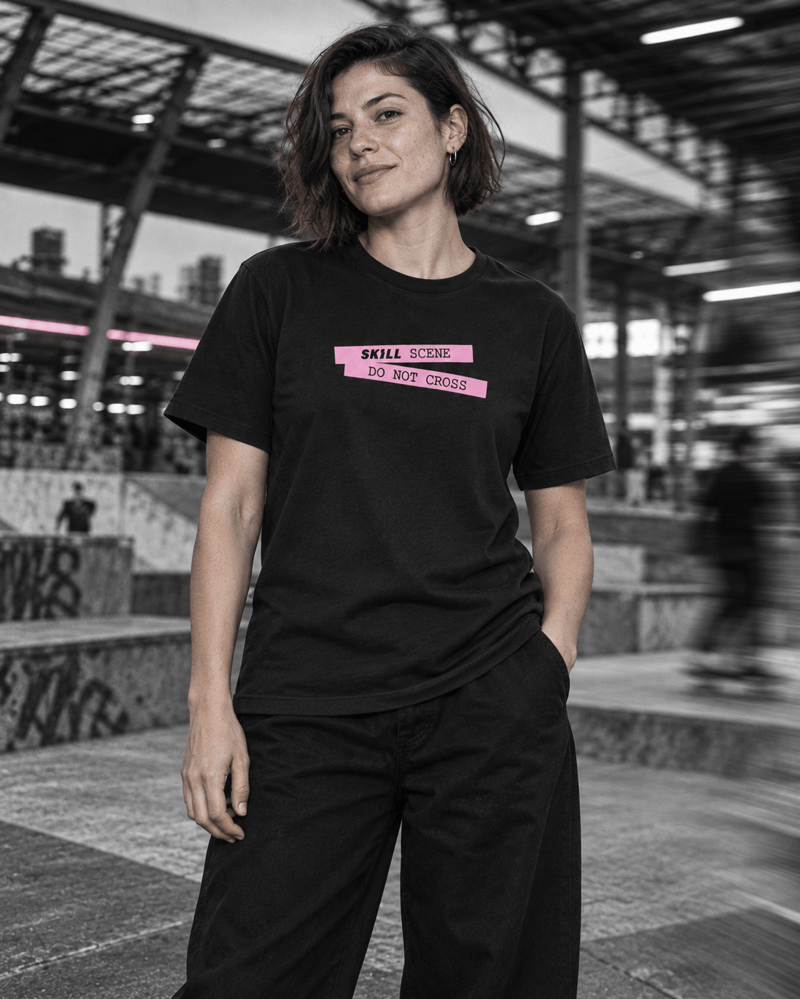 SKILL™ Scene Do Not Cross T-Shirt | Black Afterglow - skill.shop