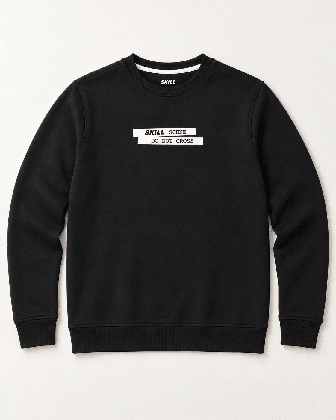SKILL™ Scene Do Not Cross Crewneck | Schwarz / Off-White - skill.shop