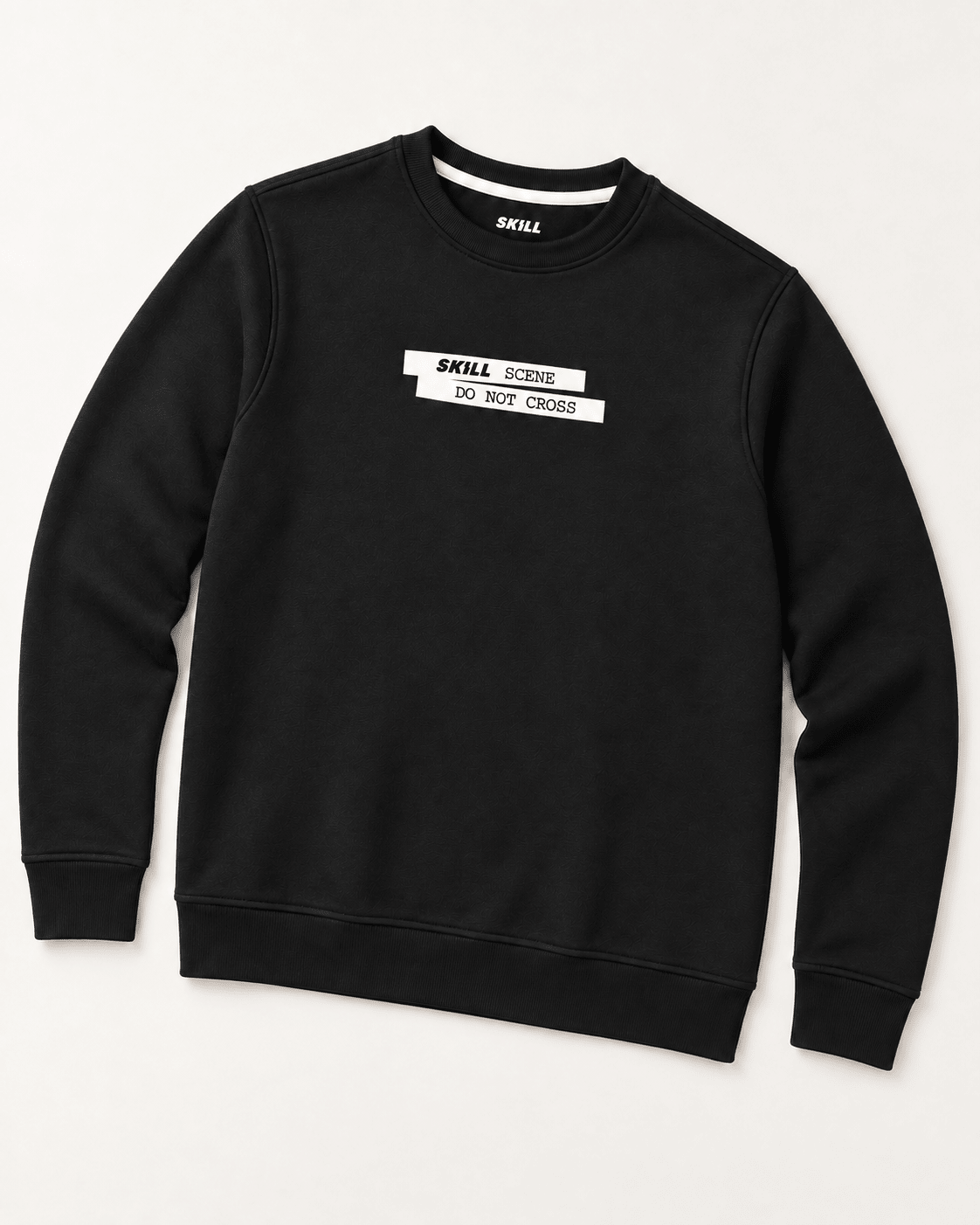 SKILL™ Scene Do Not Cross Crewneck | Schwarz / Off-White - skill.shop