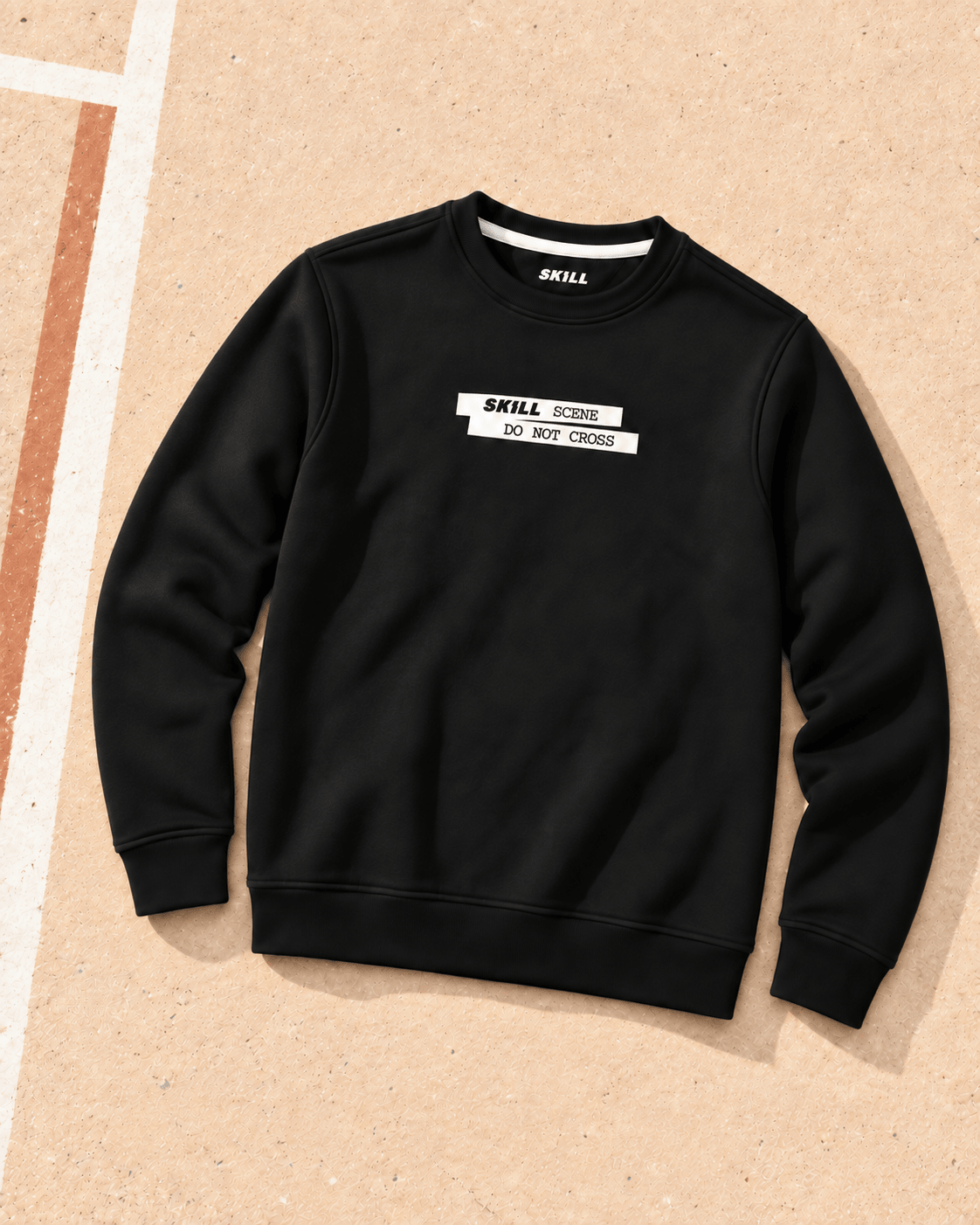 SKILL™ Scene Do Not Cross Crewneck | Schwarz / Off-White - skill.shop